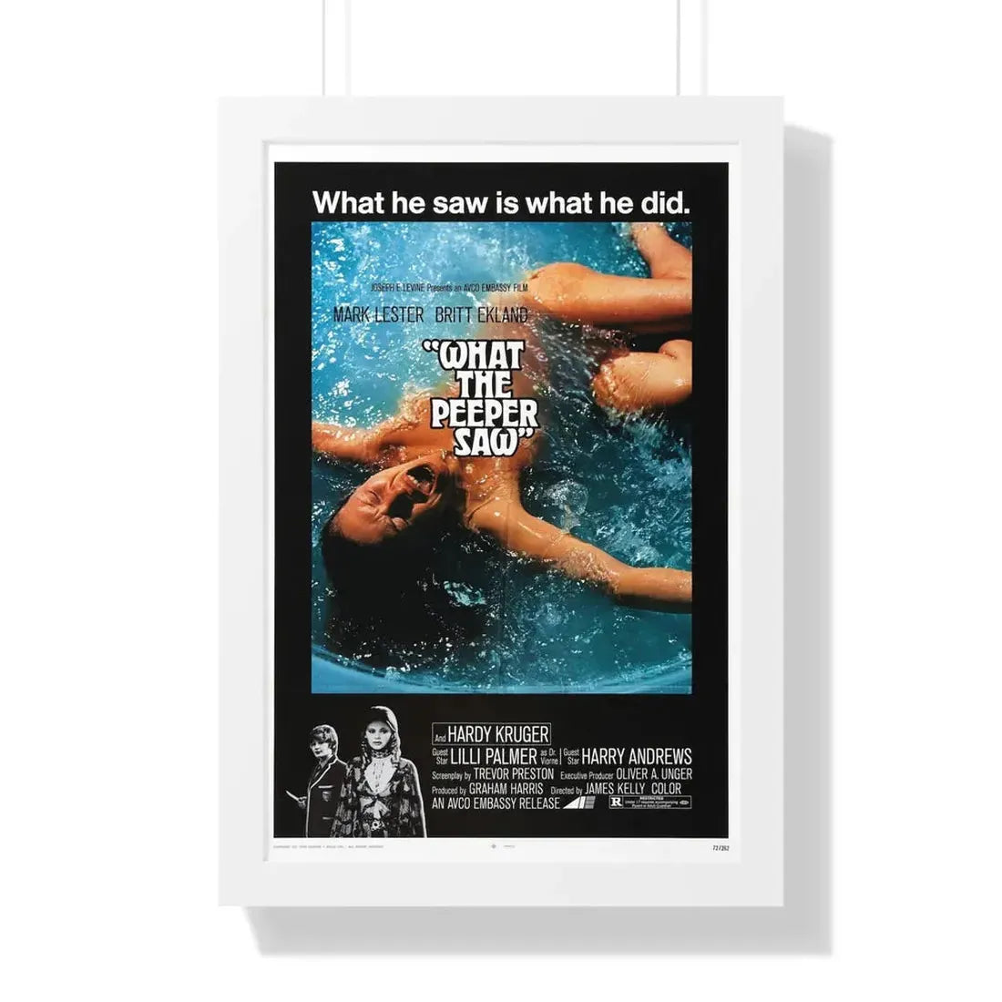 WHAT THE PEEPER SAW 1972 - Framed Movie Poster 16″ x 24″ White - The Sticker Space