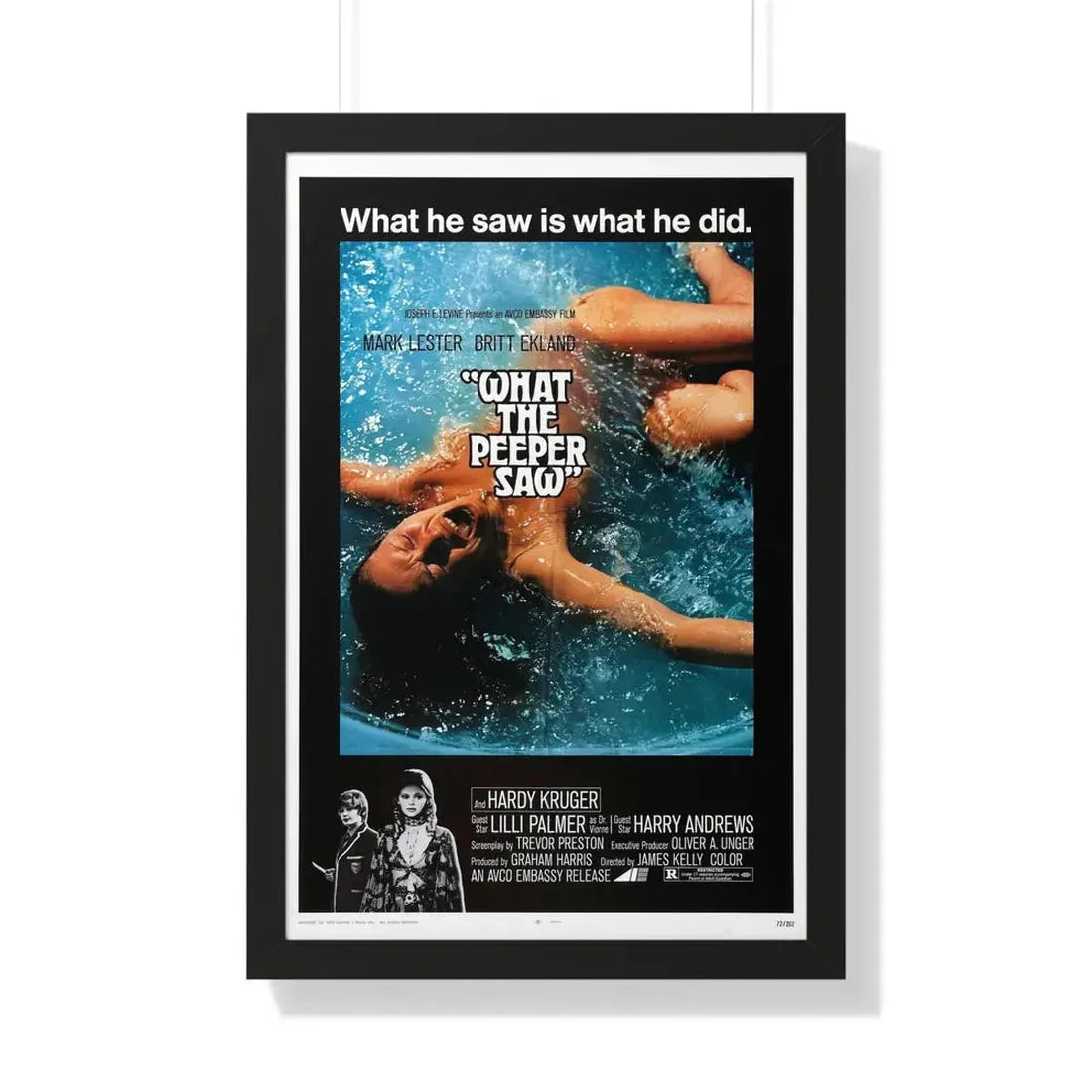 WHAT THE PEEPER SAW 1972 - Framed Movie Poster 20" x 30" Black - The Sticker Space