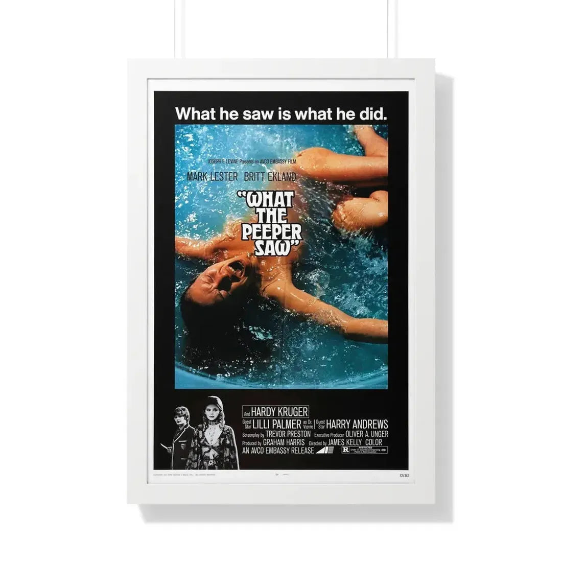 WHAT THE PEEPER SAW 1972 - Framed Movie Poster 20" x 30" White - The Sticker Space