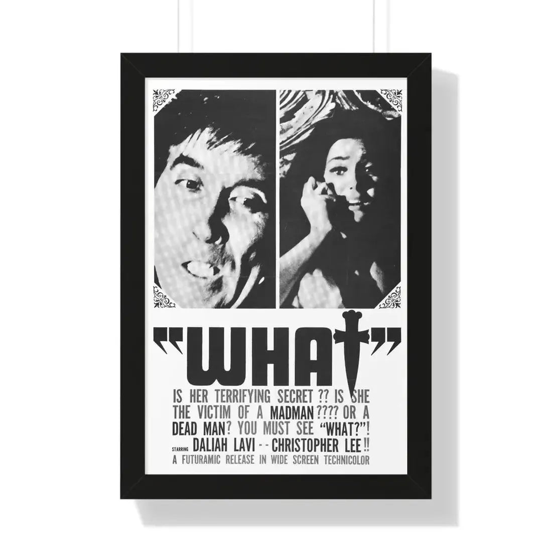WHAT (THE WHIP AND THE BODY) 1963 - Framed Movie Poster 16″ x 24″ Black - The Sticker Space