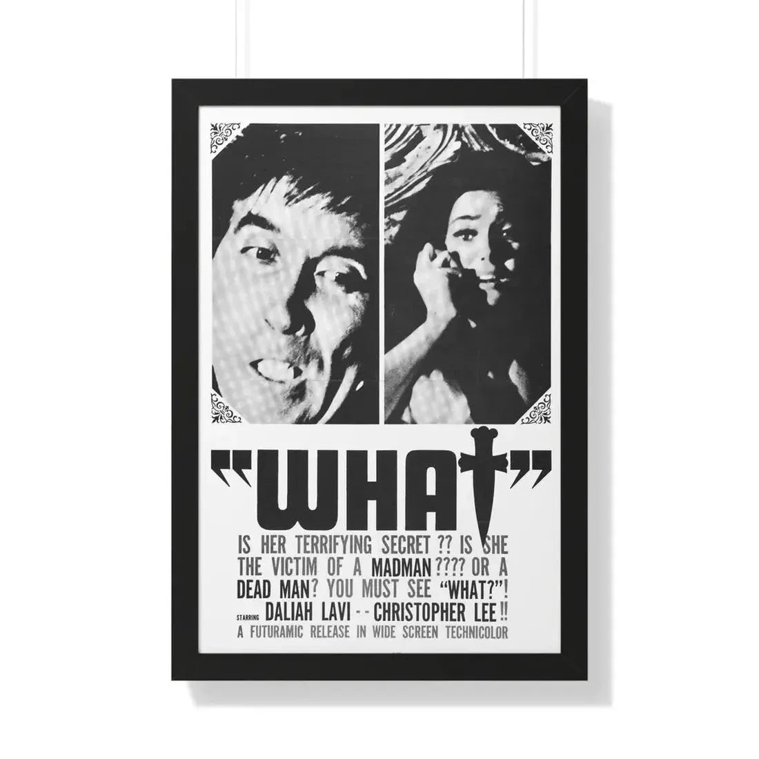 WHAT (THE WHIP AND THE BODY) 1963 - Framed Movie Poster 20" x 30" Black - The Sticker Space
