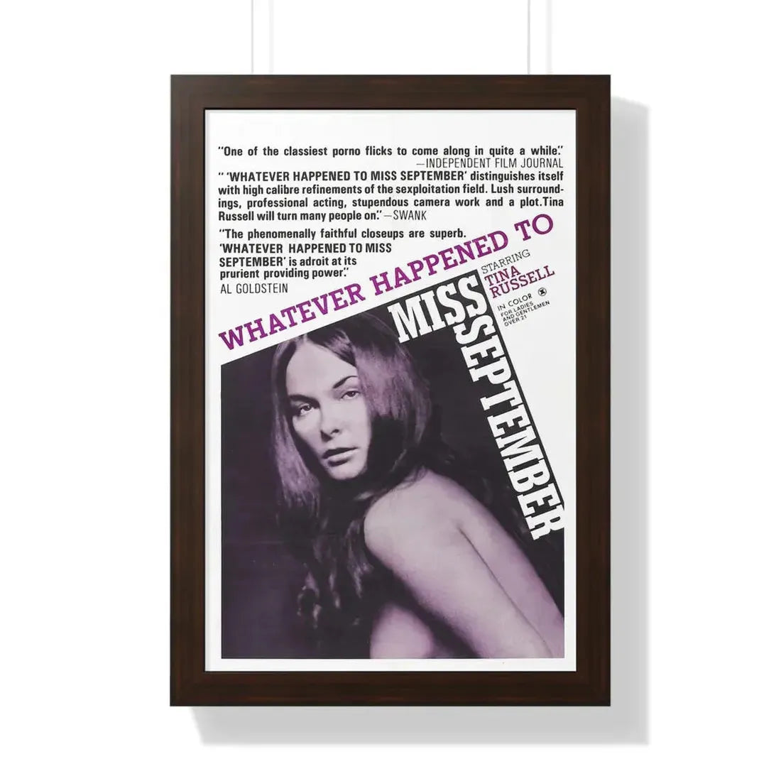 WHATEVER HAPPENED TO MISS SEPTEMBER 1973 - Framed Movie Poster 16″ x 24″ Walnut - The Sticker Space
