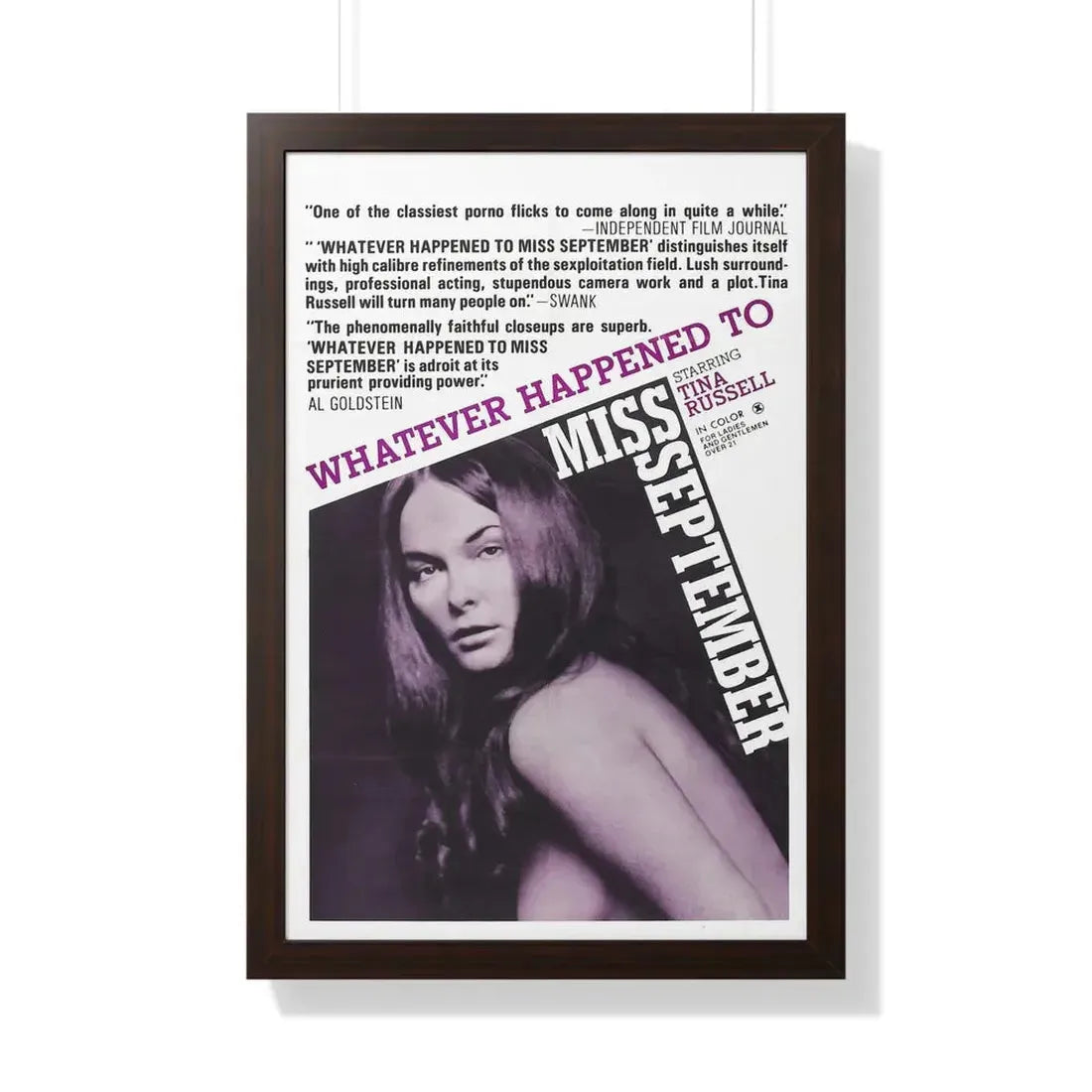 WHATEVER HAPPENED TO MISS SEPTEMBER 1973 - Framed Movie Poster 20" x 30" Walnut - The Sticker Space