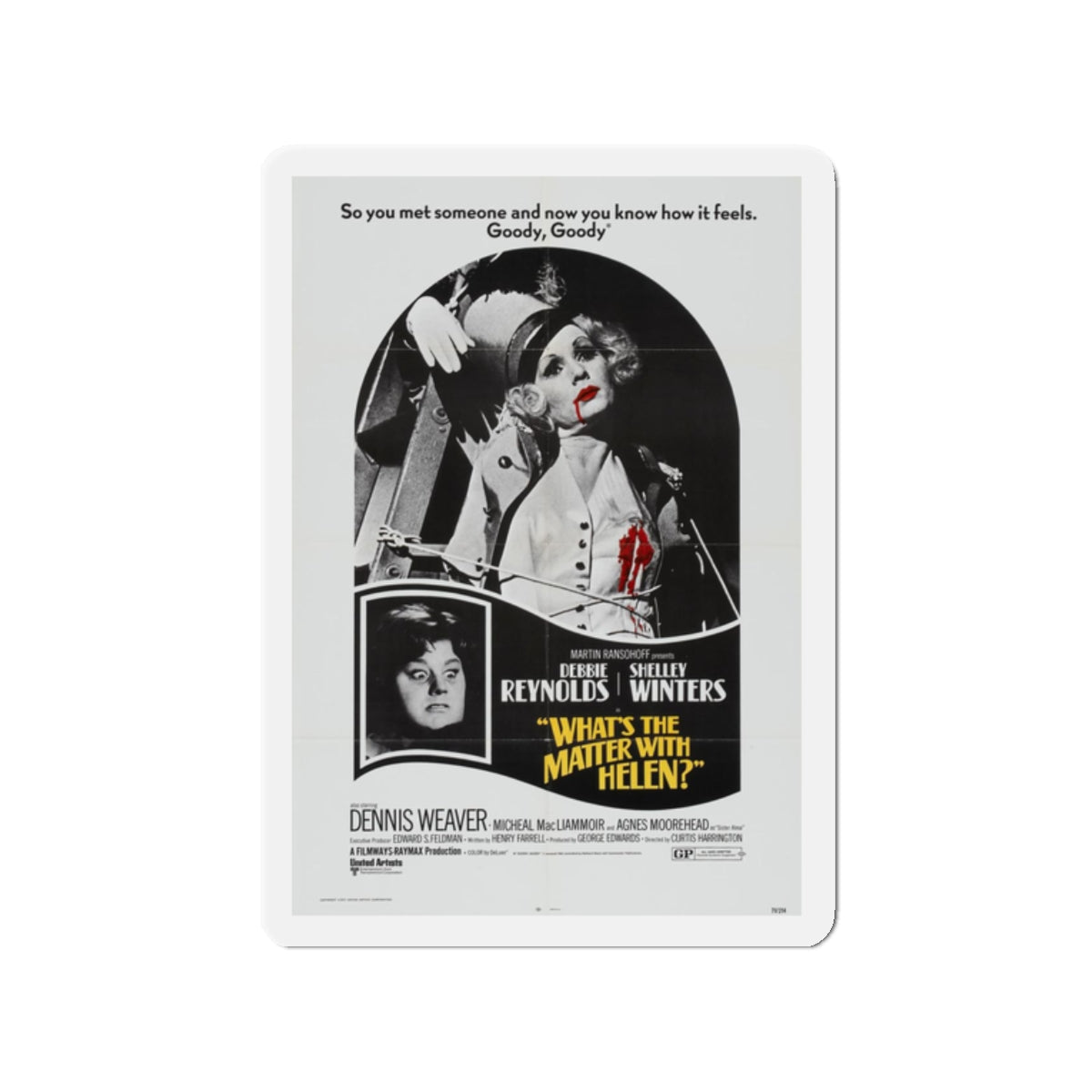 WHAT'S THE MATTER WITH HELEN 1971 Movie Poster - Refrigerator Magnet-2" x 2"-The Sticker Space