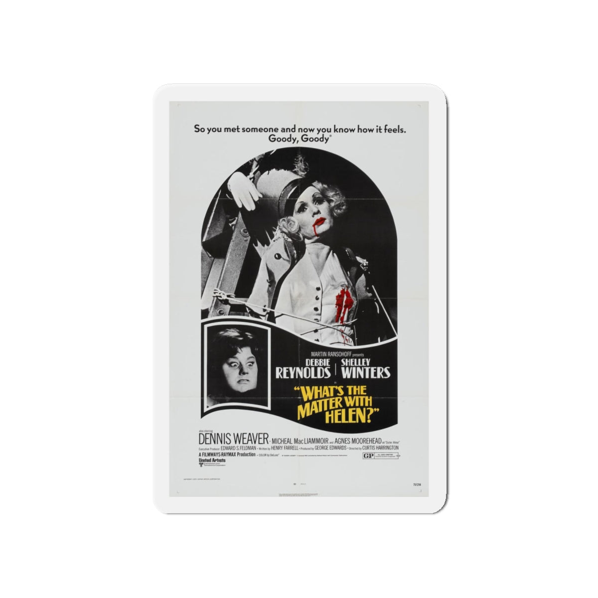 WHAT'S THE MATTER WITH HELEN 1971 Movie Poster - Refrigerator Magnet-4" x 4"-The Sticker Space