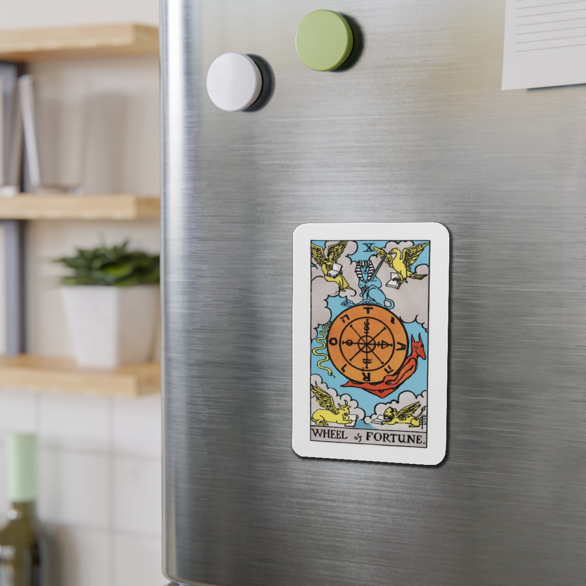 Wheel of Fortune (Tarot Card) Die-Cut Magnet-The Sticker Space