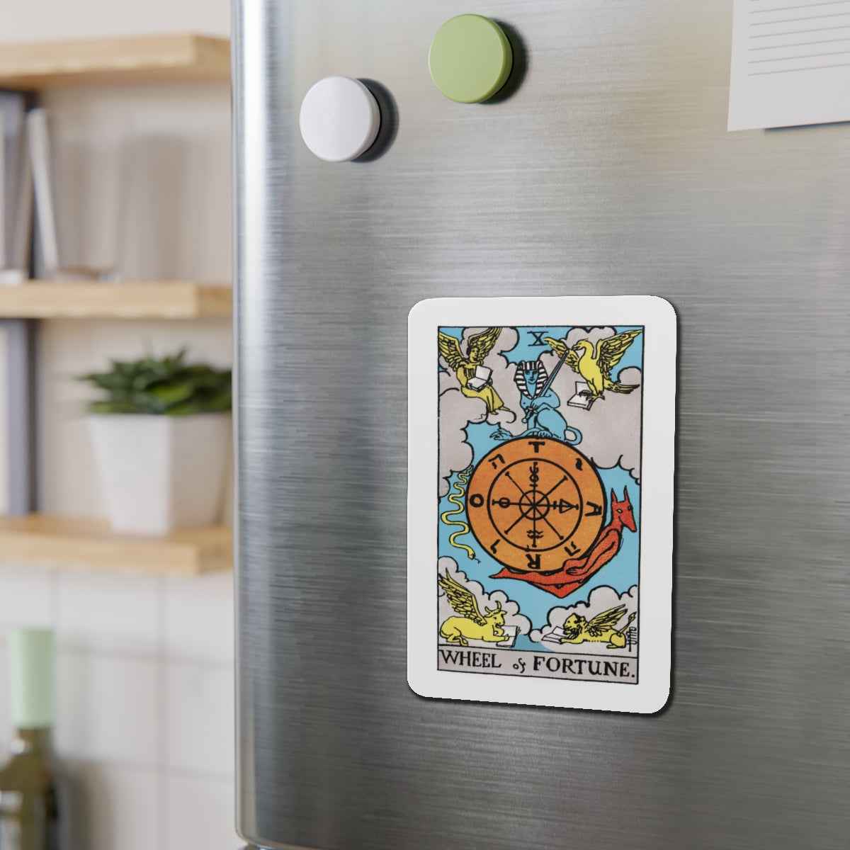 Wheel of Fortune (Tarot Card) Die-Cut Magnet-The Sticker Space