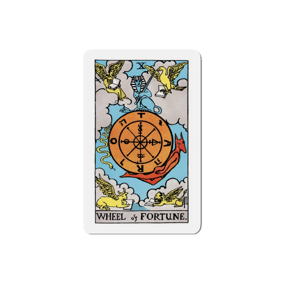 Wheel of Fortune (Tarot Card) Die-Cut Magnet-3" x 3"-The Sticker Space