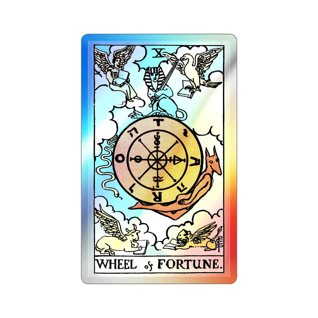 Wheel of Fortune (Tarot Card) Holographic STICKER Die-Cut Vinyl Decal 2 Inch Holographic - The Sticker Space