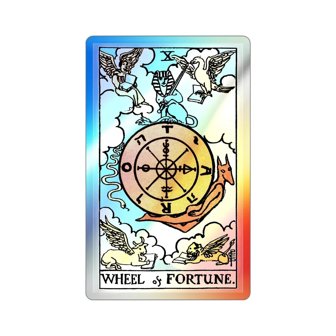 Wheel of Fortune (Tarot Card) Holographic STICKER Die-Cut Vinyl Decal 3 Inch Holographic - The Sticker Space