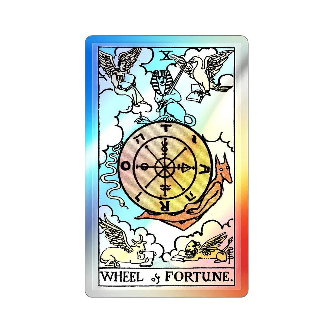 Wheel of Fortune (Tarot Card) Holographic STICKER Die-Cut Vinyl Decal 5 Inch Holographic - The Sticker Space