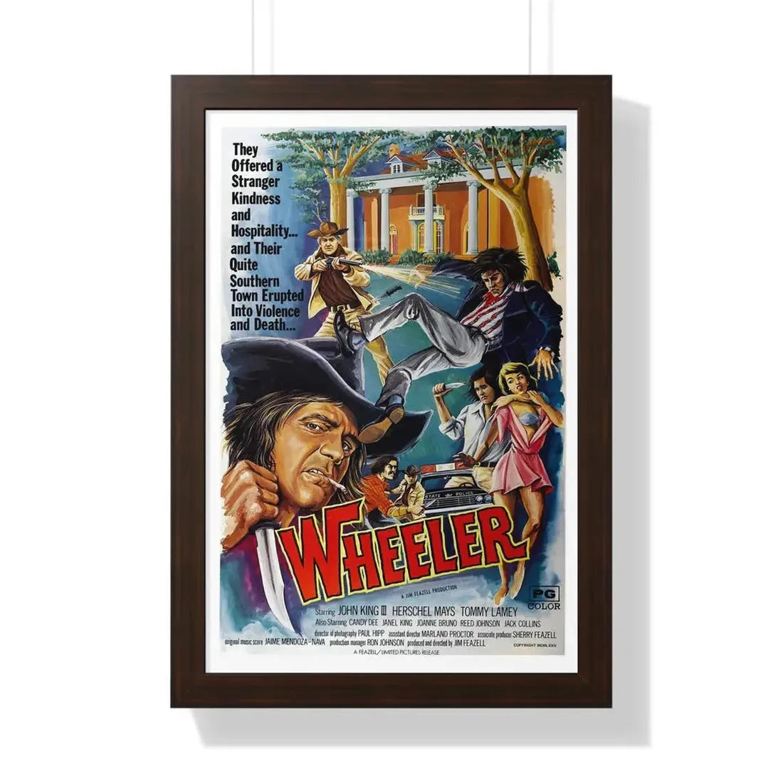 WHEELER 1975 - Framed Movie Poster 16″ x 24″ Walnut - The Sticker Space