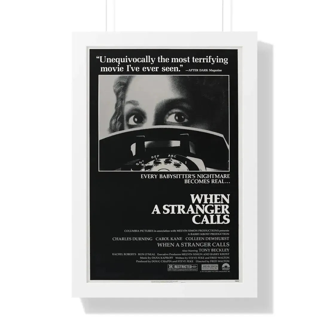 WHEN A STRANGER CALLS 1979 - Framed Movie Poster 16″ x 24″ White - The Sticker Space