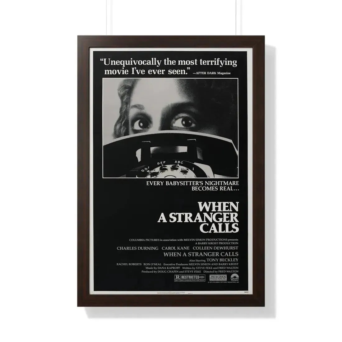 WHEN A STRANGER CALLS 1979 - Framed Movie Poster 20" x 30" Walnut - The Sticker Space