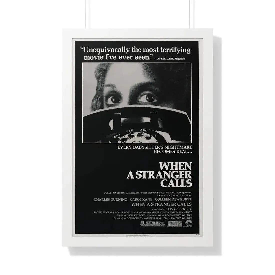 WHEN A STRANGER CALLS 1979 - Framed Movie Poster 20" x 30" White - The Sticker Space