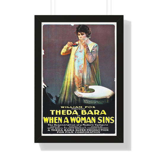 WHEN A WOMAN SINS 1918 - Framed Movie Poster-16″ x 24″-The Sticker Space