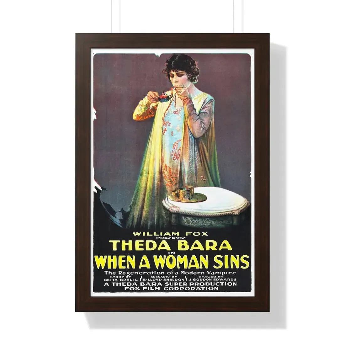 WHEN A WOMAN SINS 1918 - Framed Movie Poster 16″ x 24″ Walnut - The Sticker Space