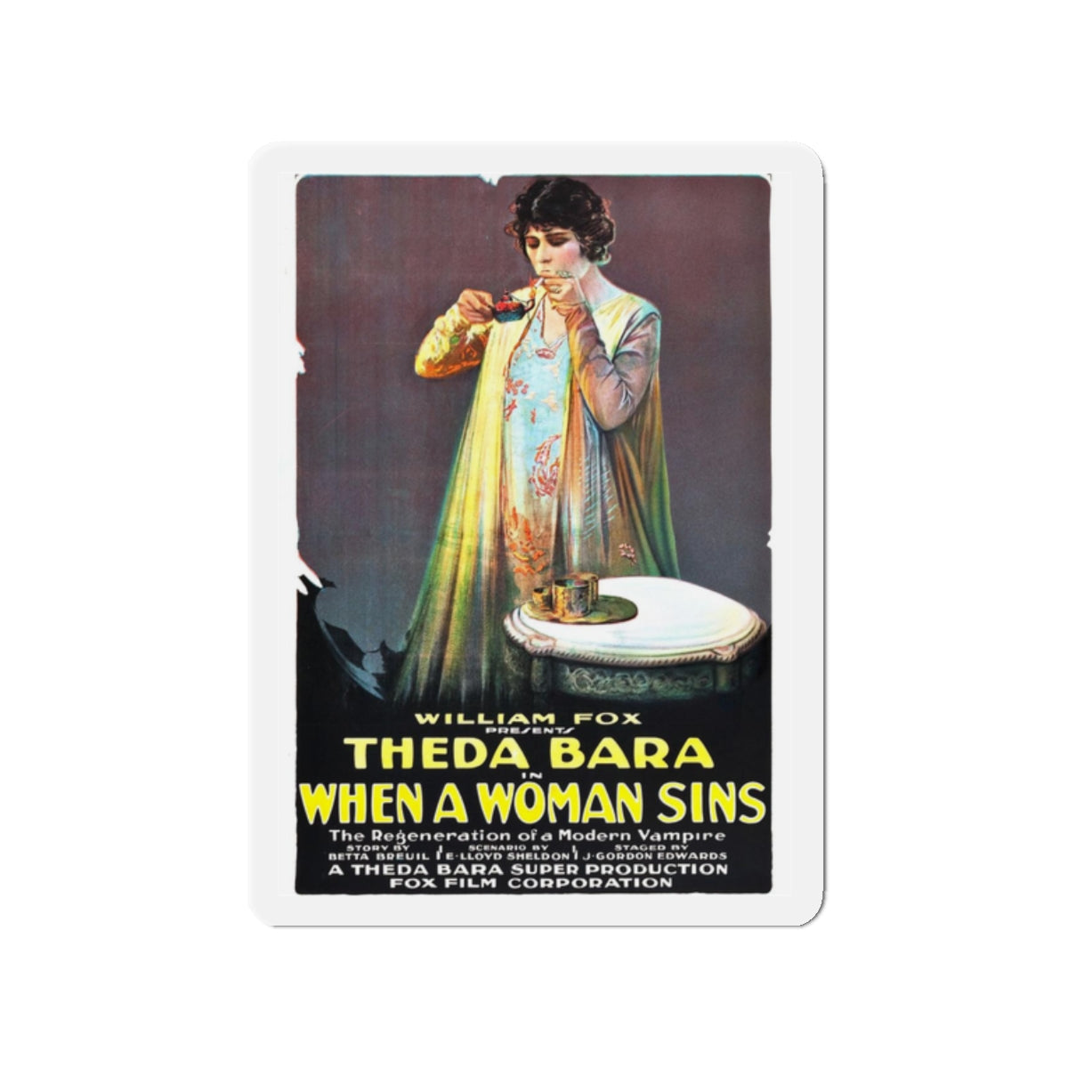 WHEN A WOMAN SINS 1918 Movie Poster - Refrigerator Magnet-2" x 2"-The Sticker Space