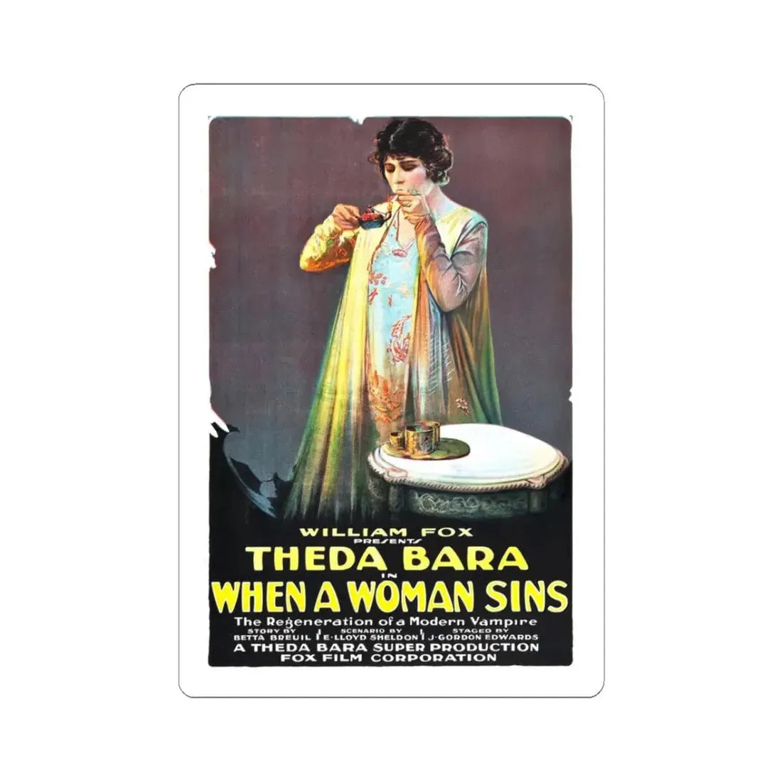 WHEN A WOMAN SINS 1918 Movie Poster - STICKER Vinyl Kiss-Cut Decal 3 Inch White - The Sticker Space