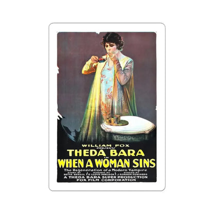WHEN A WOMAN SINS 1918 Movie Poster - STICKER Vinyl Kiss-Cut Decal 4 Inch White - The Sticker Space