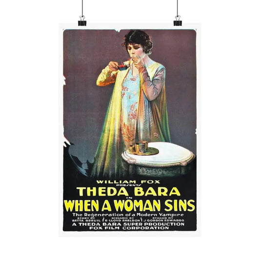WHEN A WOMAN SINS 1918 - Paper Movie Poster 12″ x 18″ Matte - The Sticker Space