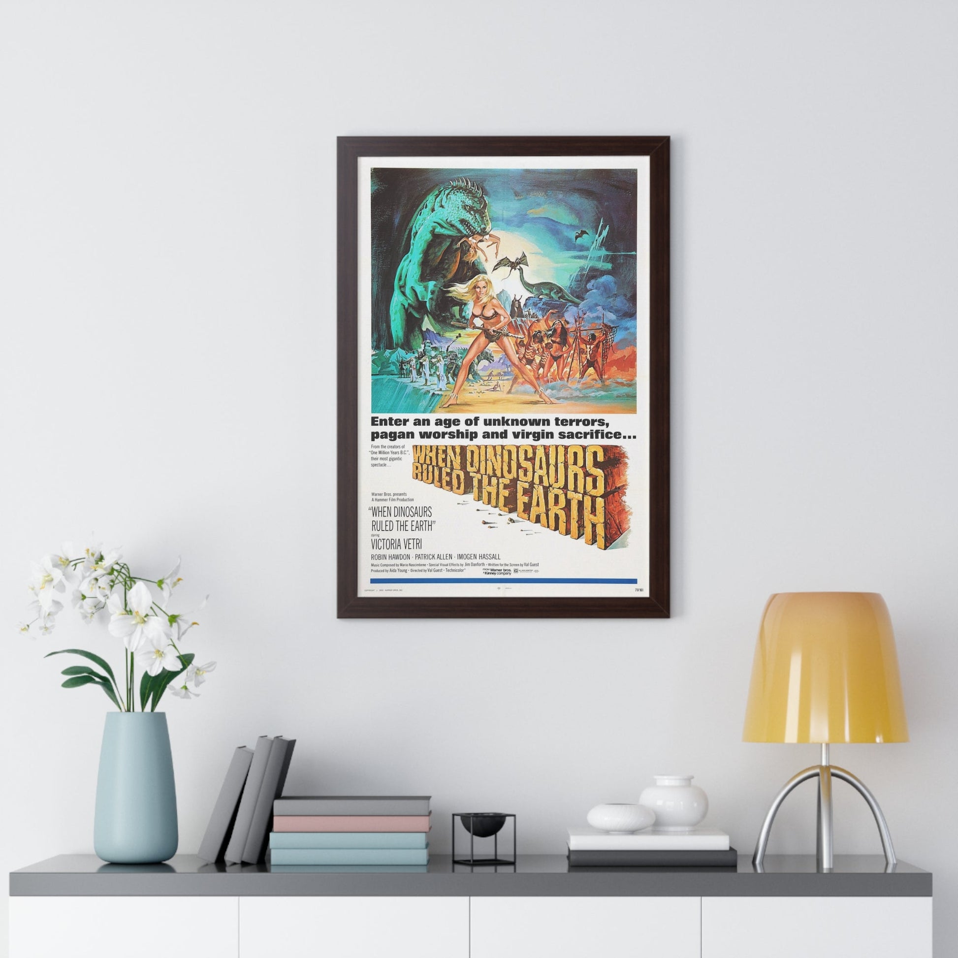 WHEN DINOSAURS RULED THE EARTH 1970 - Framed Movie Poster-The Sticker Space