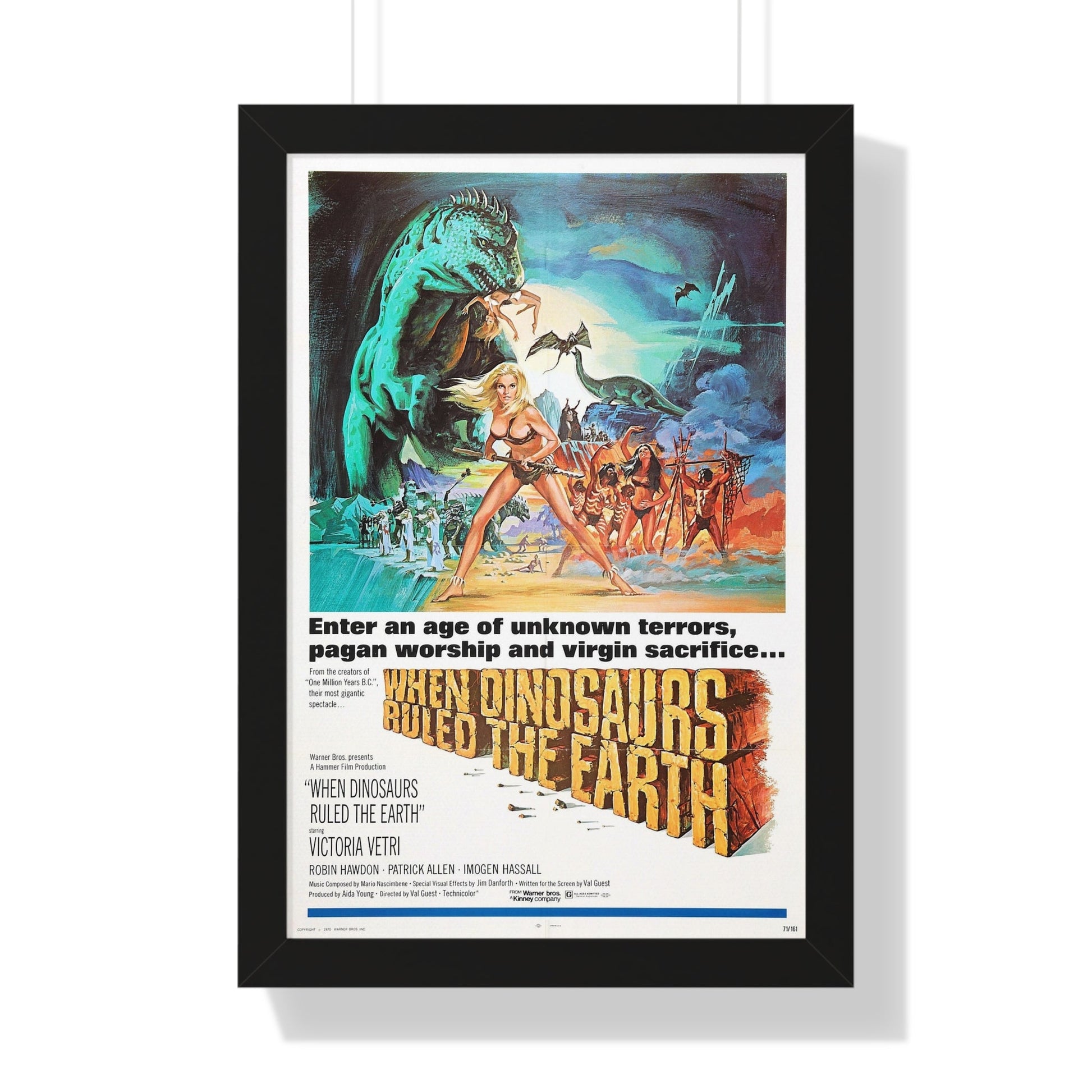 WHEN DINOSAURS RULED THE EARTH 1970 - Framed Movie Poster-16″ x 24″-The Sticker Space