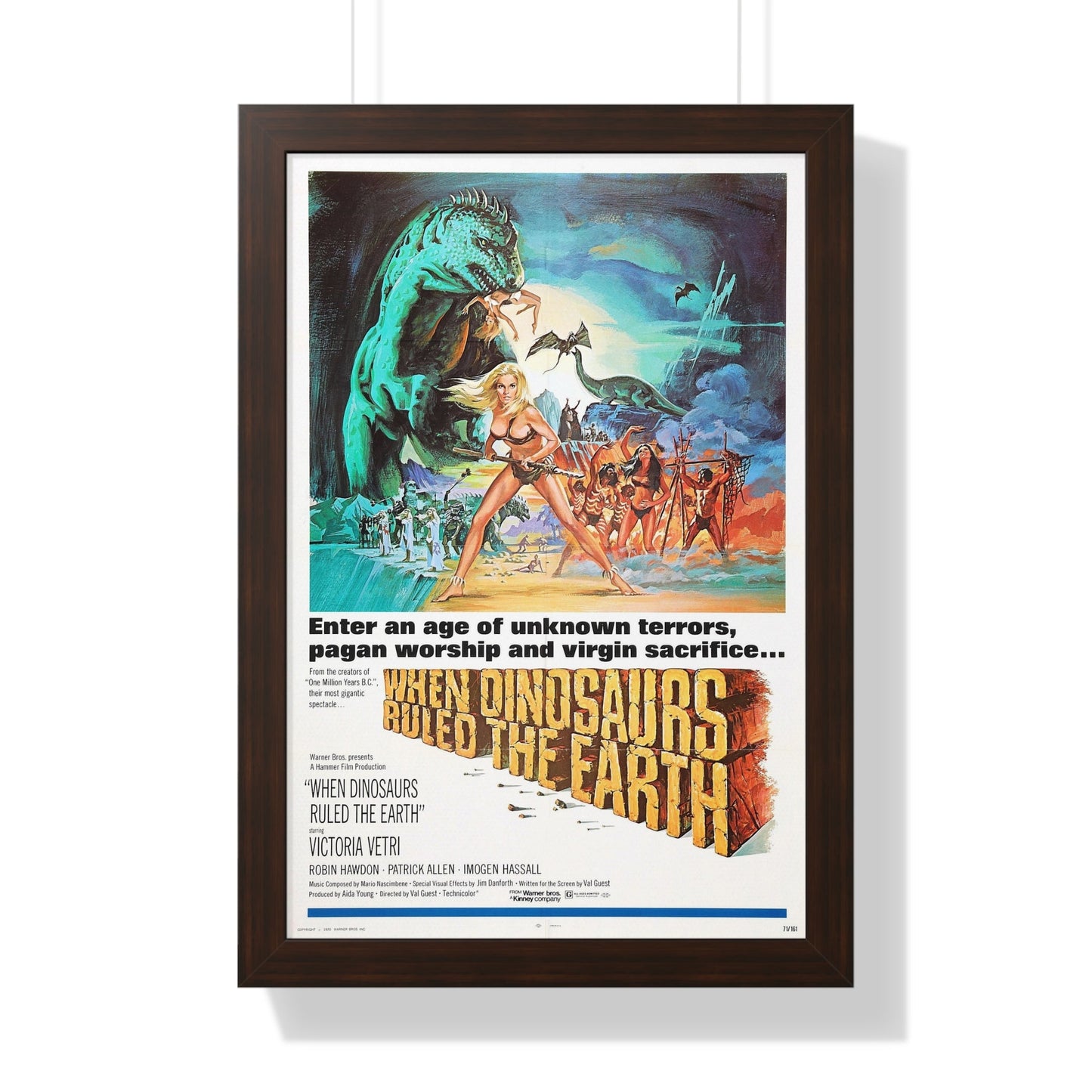 WHEN DINOSAURS RULED THE EARTH 1970 - Framed Movie Poster-16″ x 24″-The Sticker Space