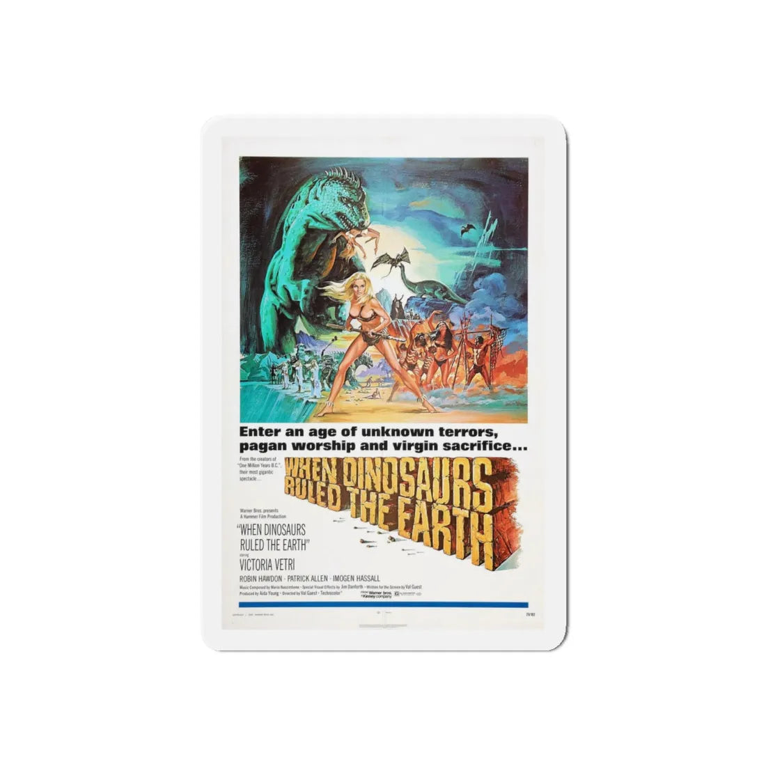 WHEN DINOSAURS RULED THE EARTH 1970 Movie Poster - Refrigerator Magnet 6 Inch - The Sticker Space