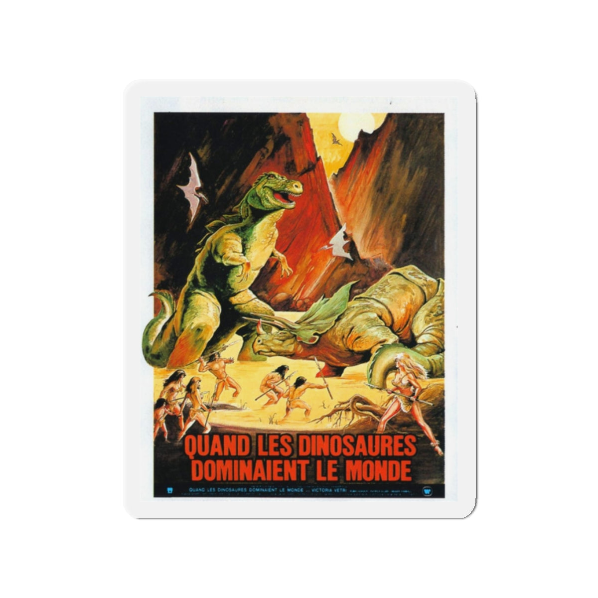 WHEN DINOSAURS RULED THE EARTH (FRENCH) 1970 Movie Poster - Refrigerator Magnet-2" x 2"-The Sticker Space