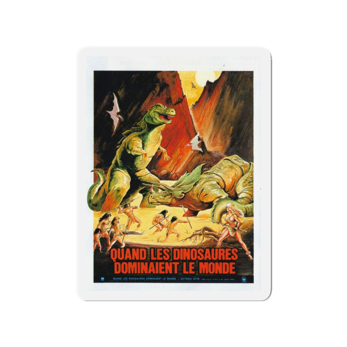 WHEN DINOSAURS RULED THE EARTH (FRENCH) 1970 Movie Poster - Refrigerator Magnet-3" x 3"-The Sticker Space