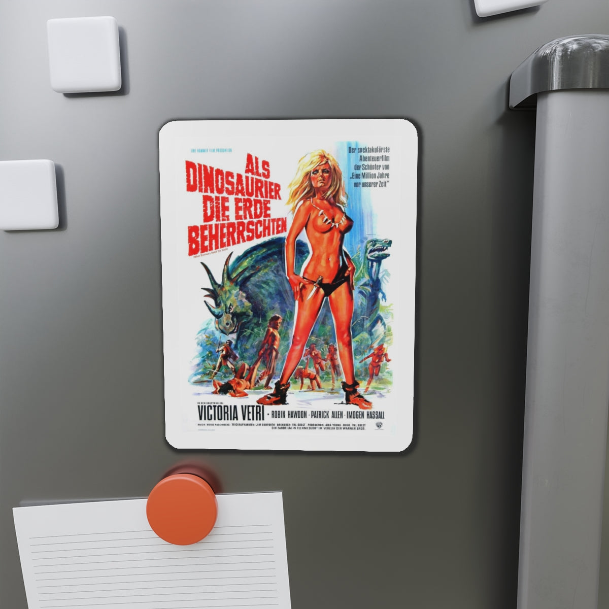 WHEN DINOSAURS RULED THE EARTH (GERMAN) 1970 Movie Poster - Refrigerator Magnet-The Sticker Space