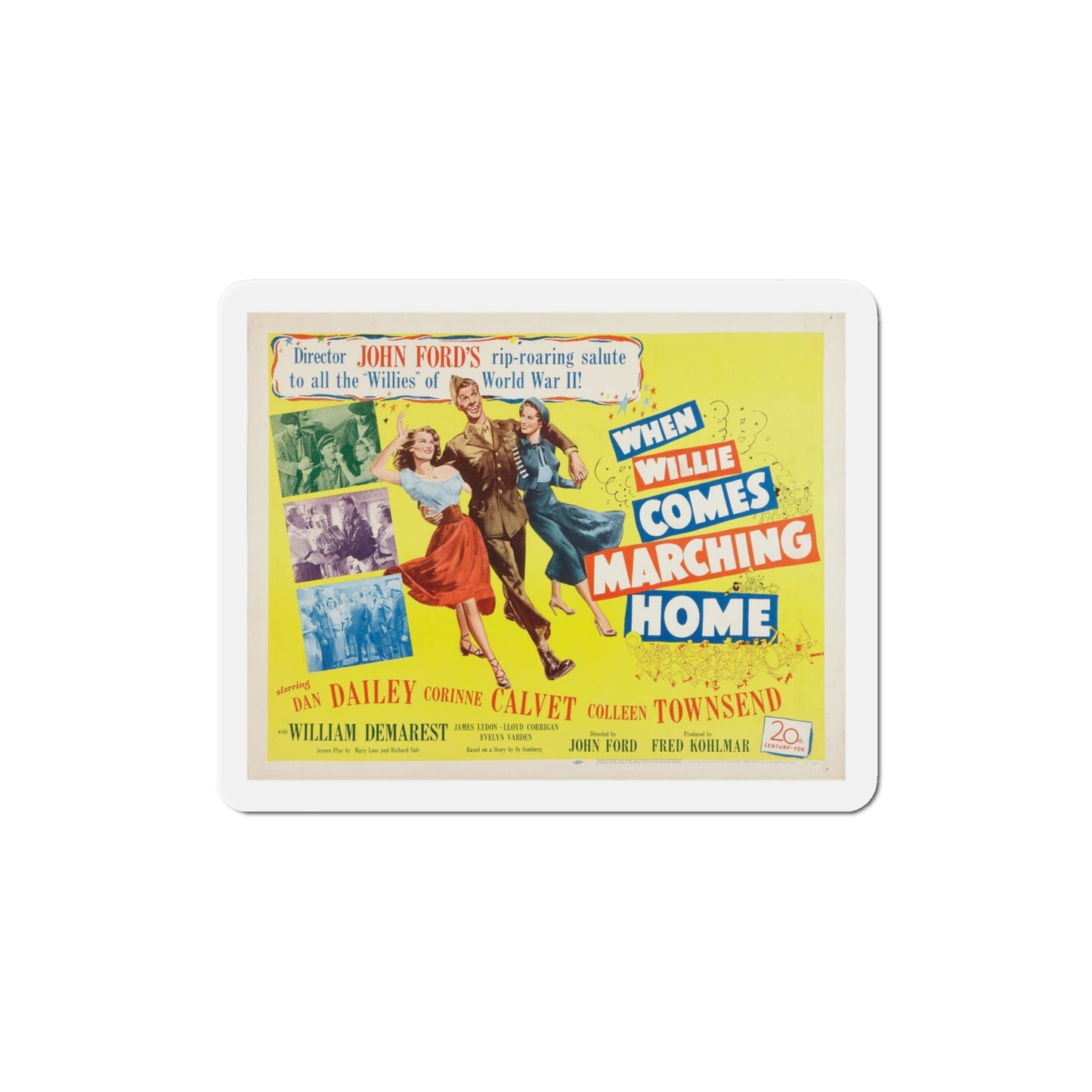 When Willie Comes Marching Home 1950 v2 Movie Poster Die-Cut Magnet-4 Inch-The Sticker Space