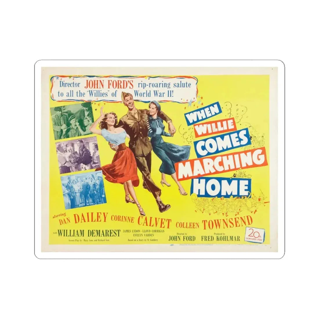 When Willie Comes Marching Home 1950 v2 Movie Poster - STICKER Vinyl Kiss-Cut Decal 6 Inch White - The Sticker Space