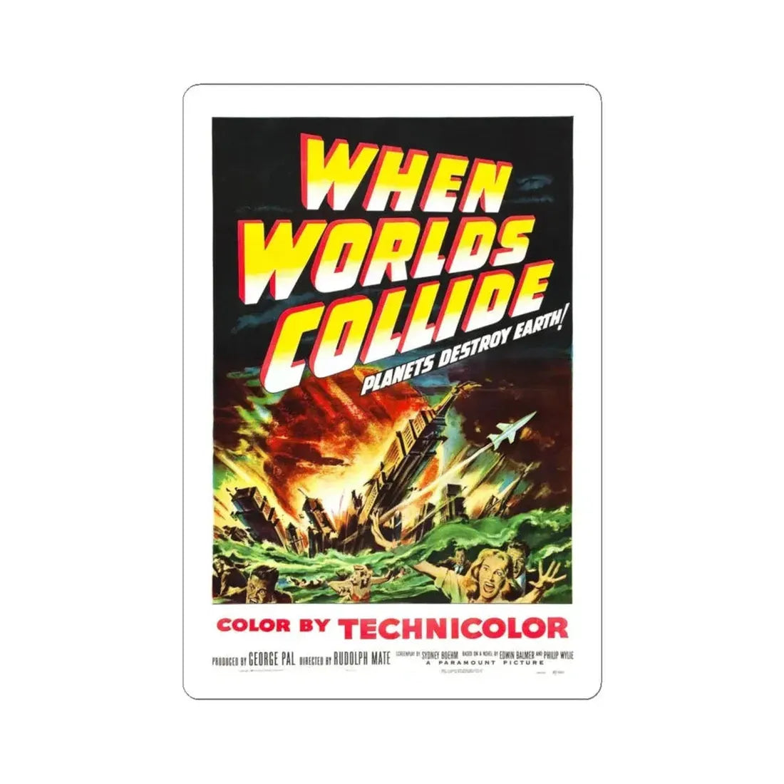 WHEN WORLDS COLLIDE 1951 Movie Poster - STICKER Vinyl Kiss-Cut Decal 6 Inch White - The Sticker Space
