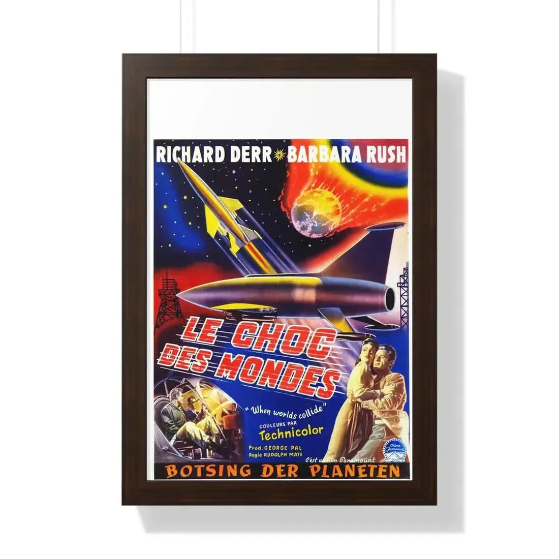 WHEN WORLDS COLLIDE (BELGIAN) 1951 - Framed Movie Poster 16″ x 24″ Walnut - The Sticker Space