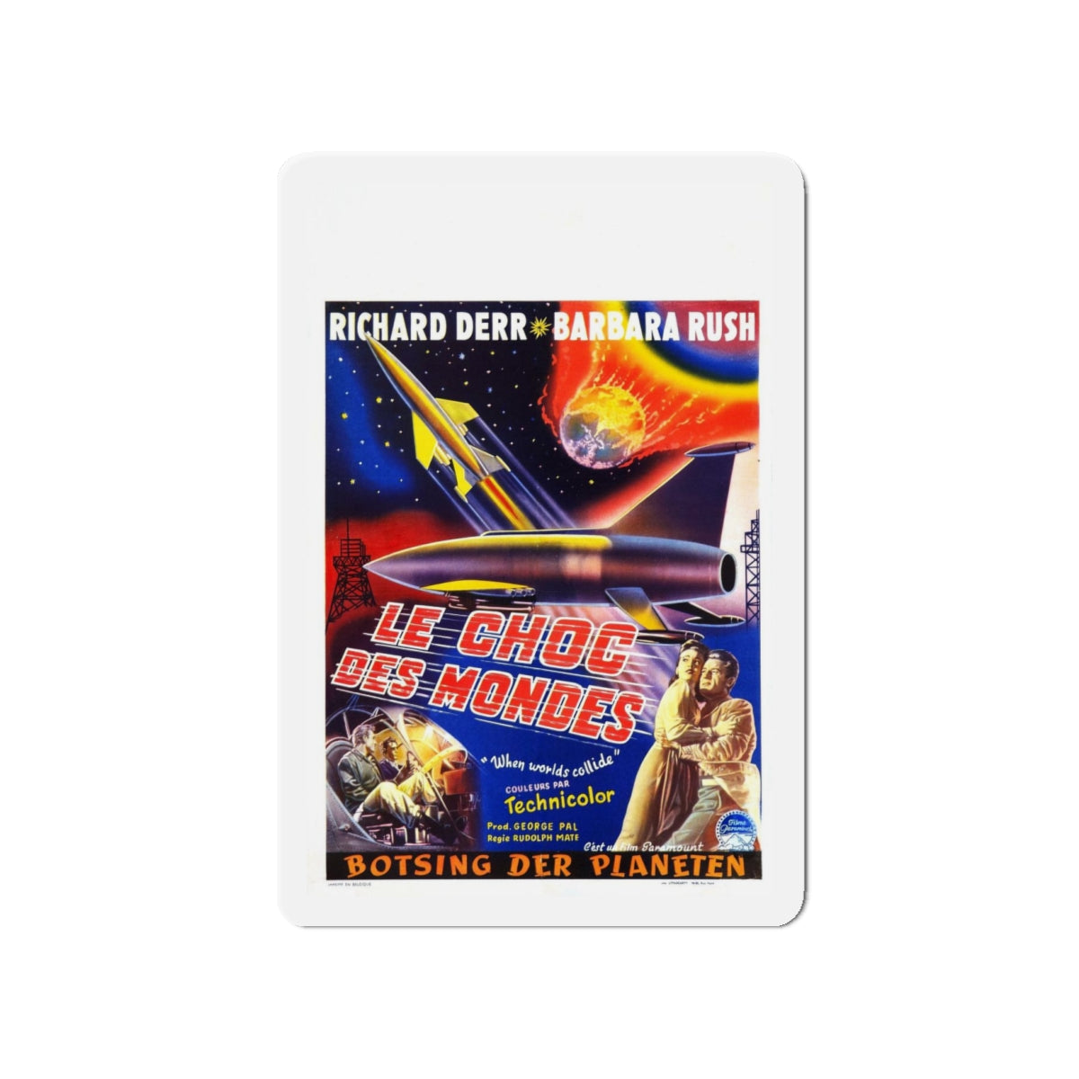 WHEN WORLDS COLLIDE (BELGIAN) 1951 Movie Poster - Refrigerator Magnet-4" x 4"-The Sticker Space