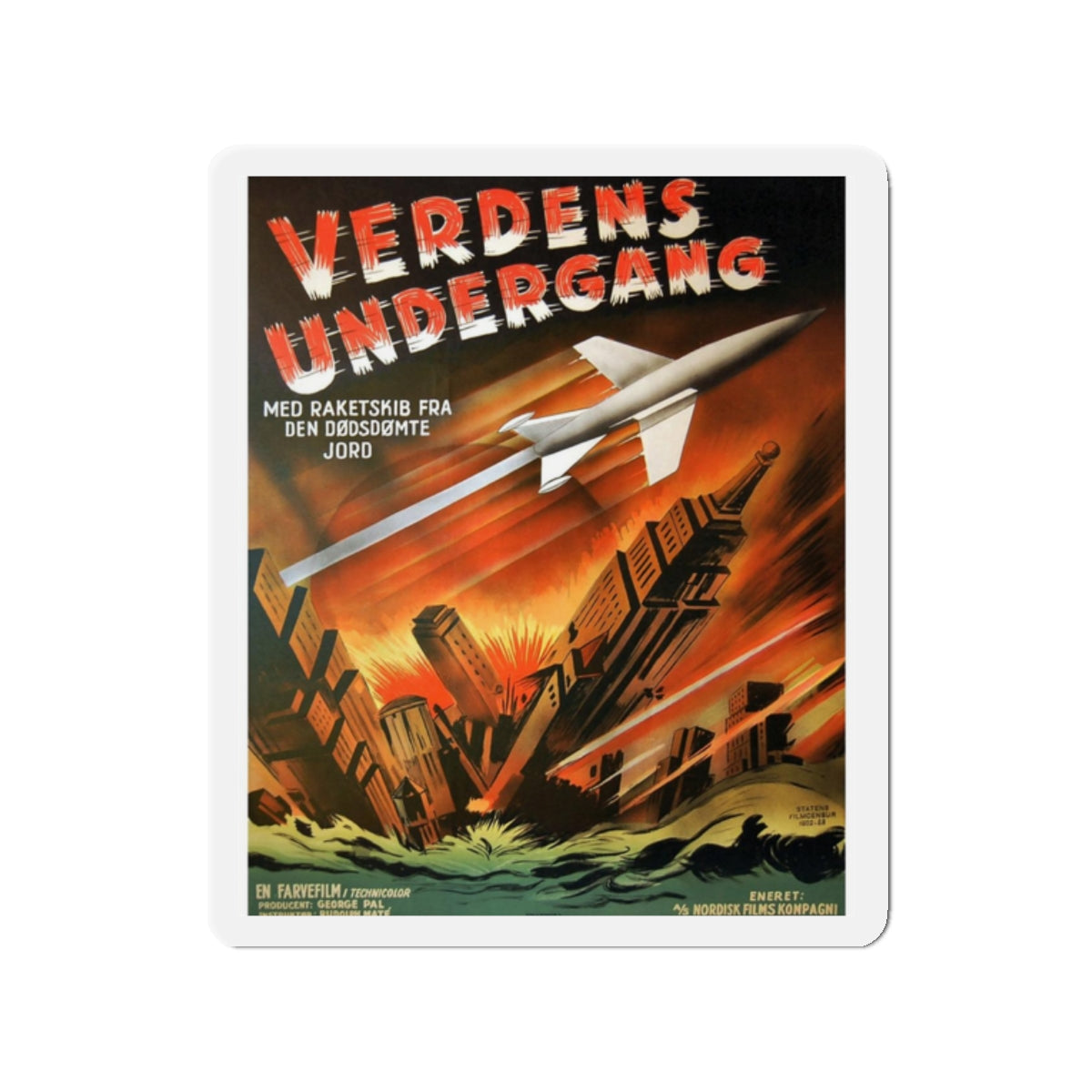 WHEN WORLDS COLLIDE (SCANDINAVIAN) 1951 Movie Poster - Refrigerator Magnet-2" x 2"-The Sticker Space