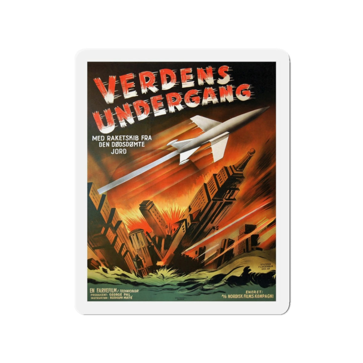 WHEN WORLDS COLLIDE (SCANDINAVIAN) 1951 Movie Poster - Refrigerator Magnet-3" x 3"-The Sticker Space