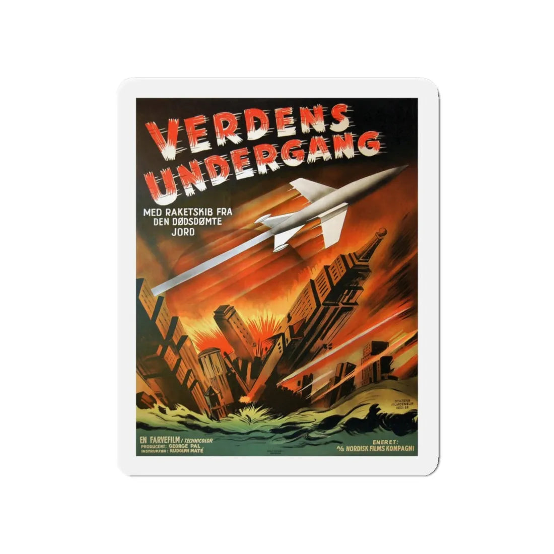WHEN WORLDS COLLIDE (SCANDINAVIAN) 1951 Movie Poster - Refrigerator Magnet 4 Inch - The Sticker Space