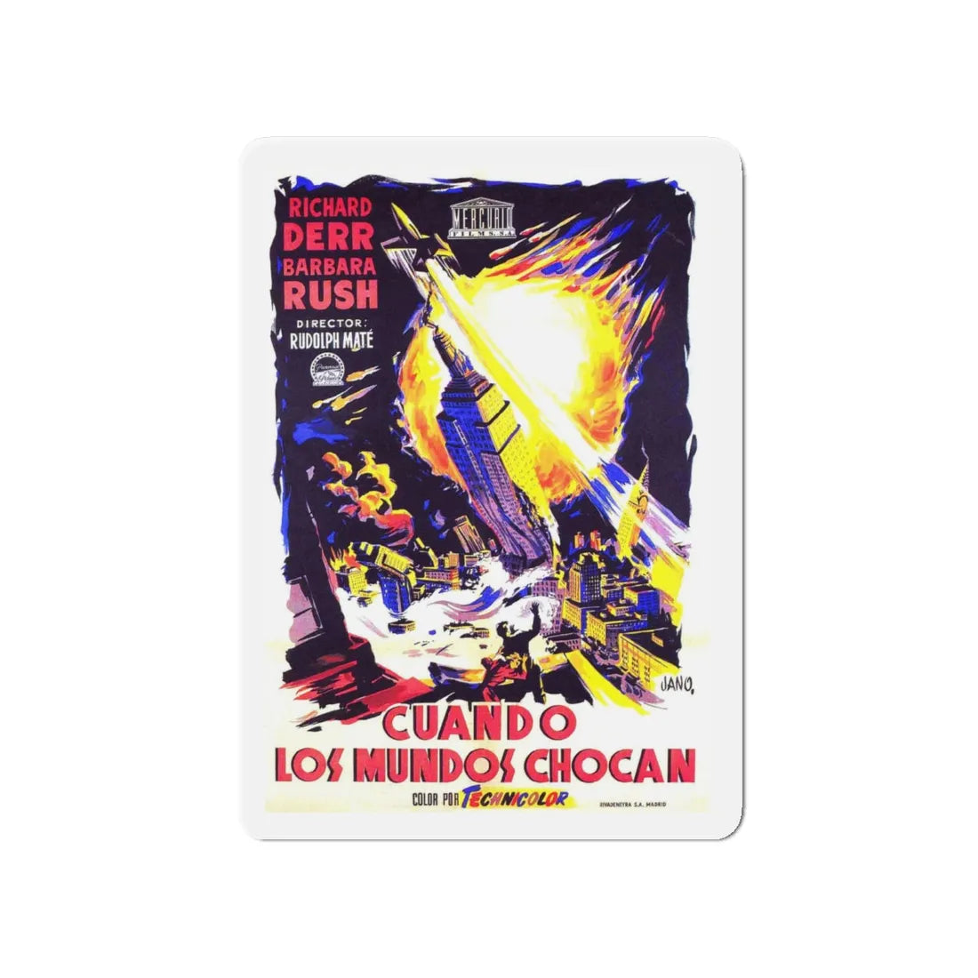 WHEN WORLDS COLLIDE (SPANISH) 1951 Movie Poster - Refrigerator Magnet 4 Inch - The Sticker Space