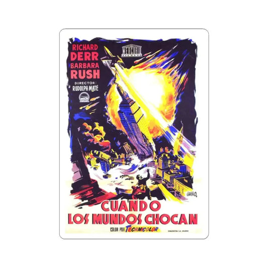 WHEN WORLDS COLLIDE (SPANISH) 1951 Movie Poster - STICKER Vinyl Kiss-Cut Decal 2 Inch White - The Sticker Space