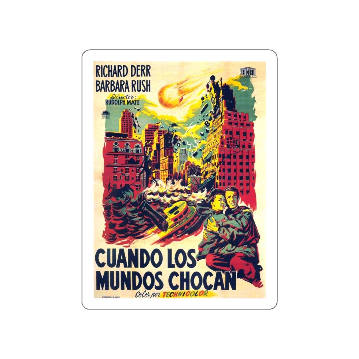 WHEN WORLDS COLLIDE (SPANISH 2) 1951 Movie Poster STICKER Vinyl Die-Cut Decal-White-The Sticker Space