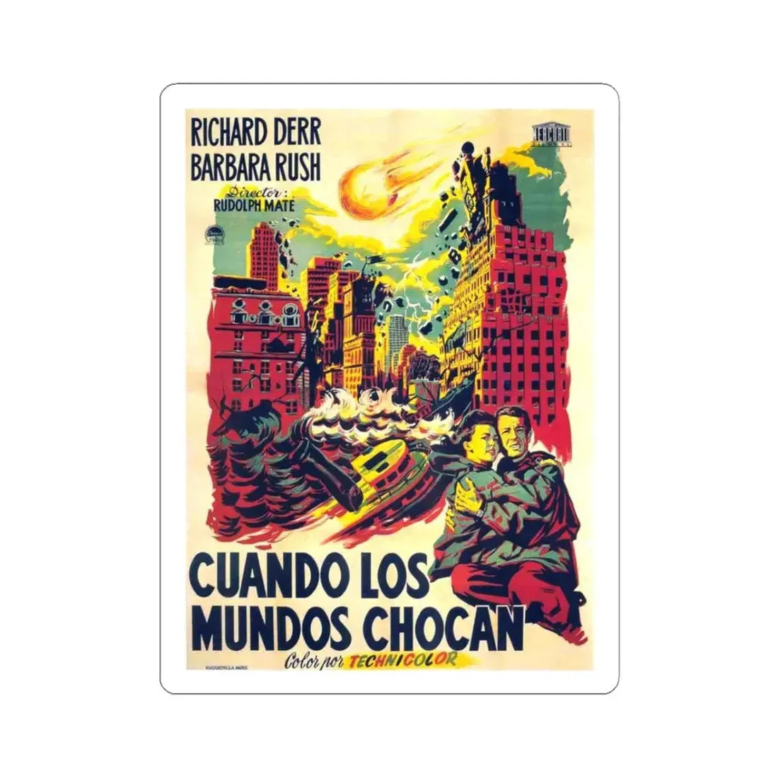 WHEN WORLDS COLLIDE (SPANISH 2) 1951 Movie Poster - STICKER Vinyl Kiss-Cut Decal 3 Inch White - The Sticker Space