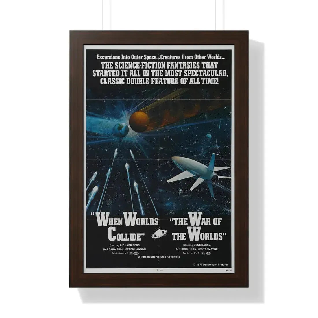 WHEN WORLDS COLLIDE + WAR OF THE WORLDS 1951 - Framed Movie Poster 16″ x 24″ Walnut - The Sticker Space