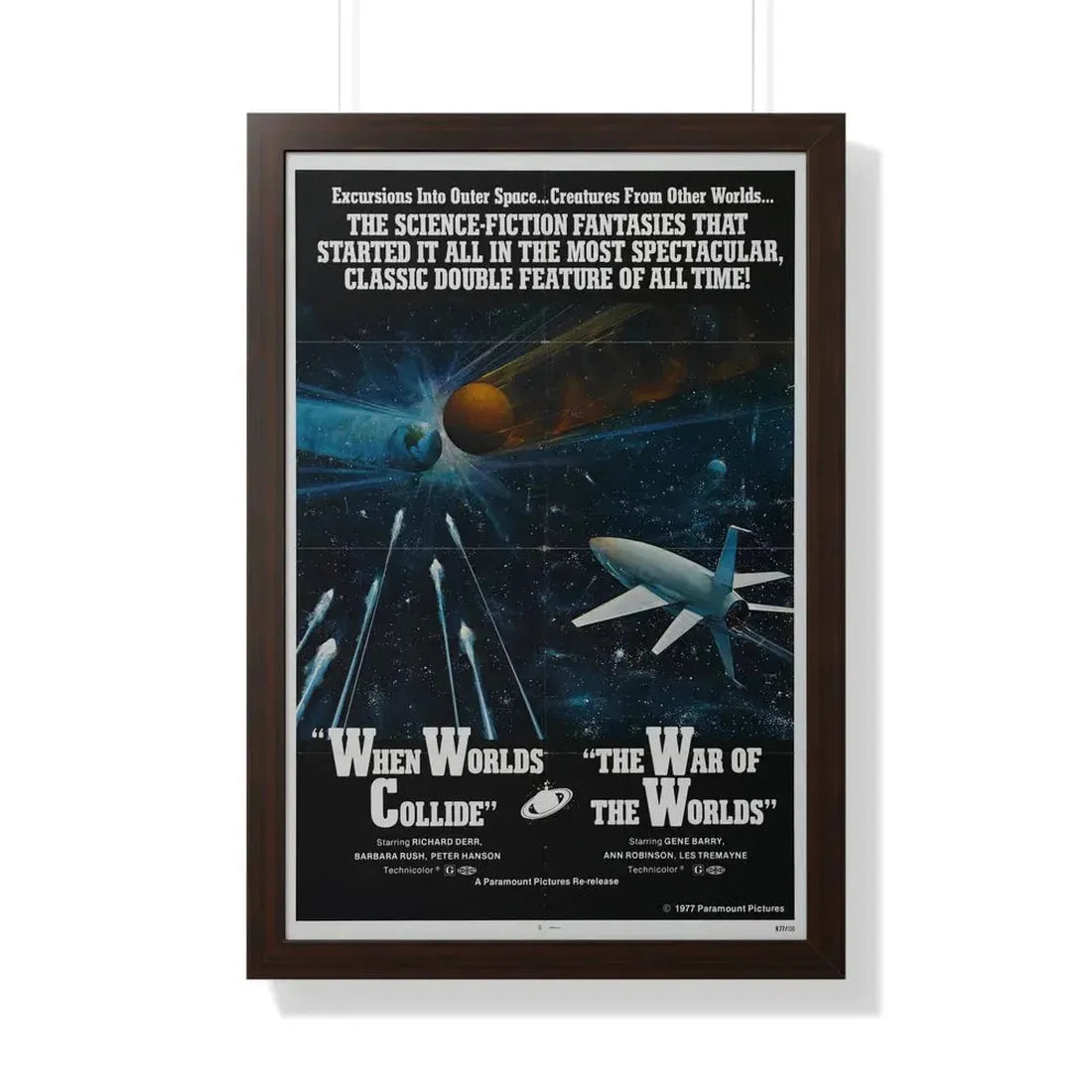 WHEN WORLDS COLLIDE + WAR OF THE WORLDS 1951 - Framed Movie Poster 20" x 30" Walnut - The Sticker Space