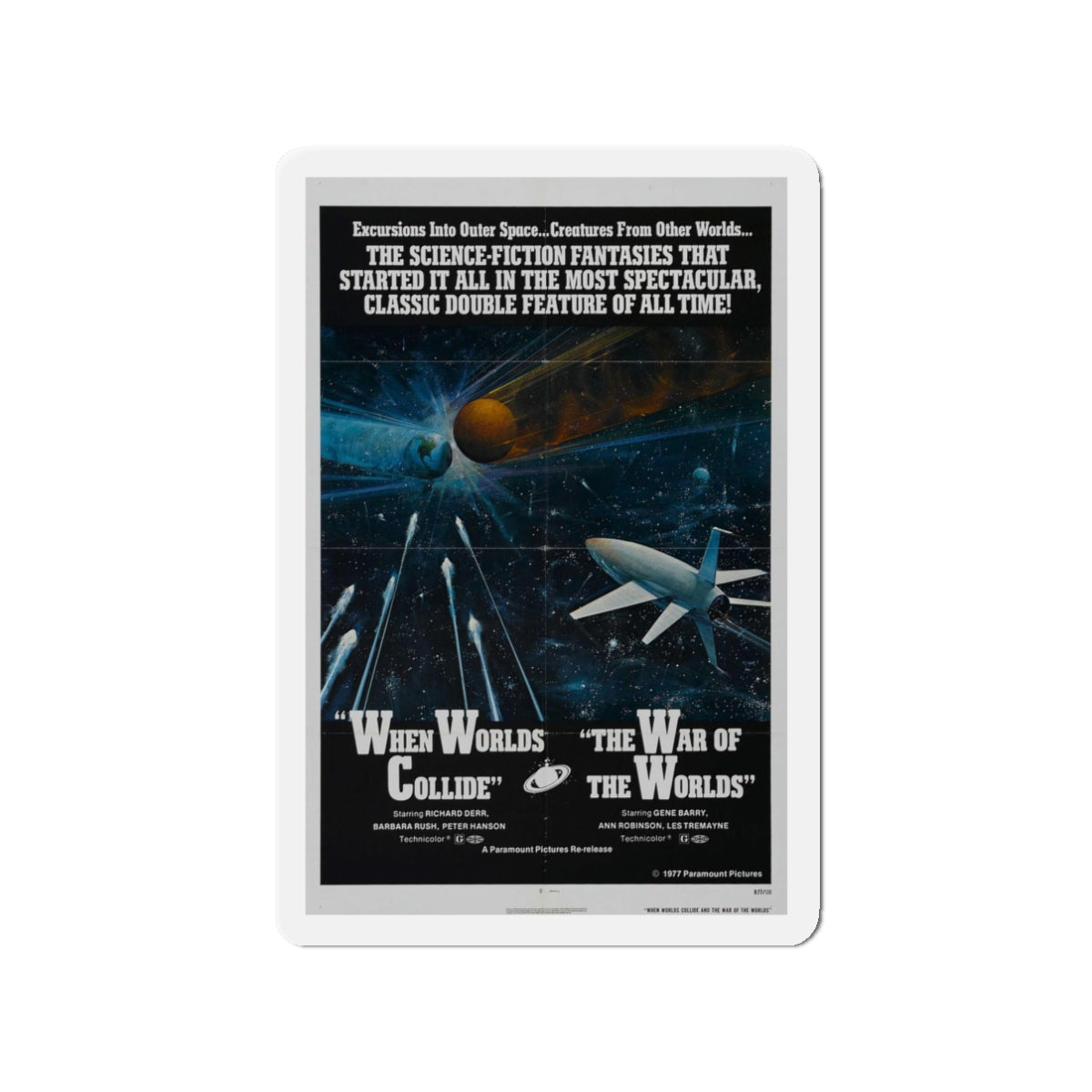 WHEN WORLDS COLLIDE + WAR OF THE WORLDS 1951 Movie Poster - Refrigerator Magnet-3" x 3"-The Sticker Space