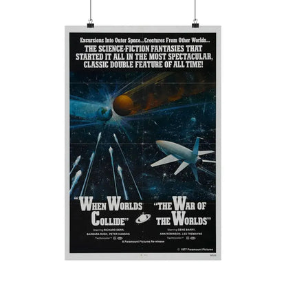 WHEN WORLDS COLLIDE + WAR OF THE WORLDS 1951 - Paper Movie Poster 16″ x 24″ Matte - The Sticker Space