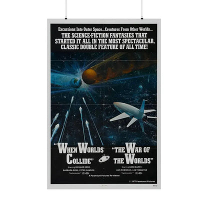 WHEN WORLDS COLLIDE + WAR OF THE WORLDS 1951 - Paper Movie Poster 36" x 54" Matte - The Sticker Space