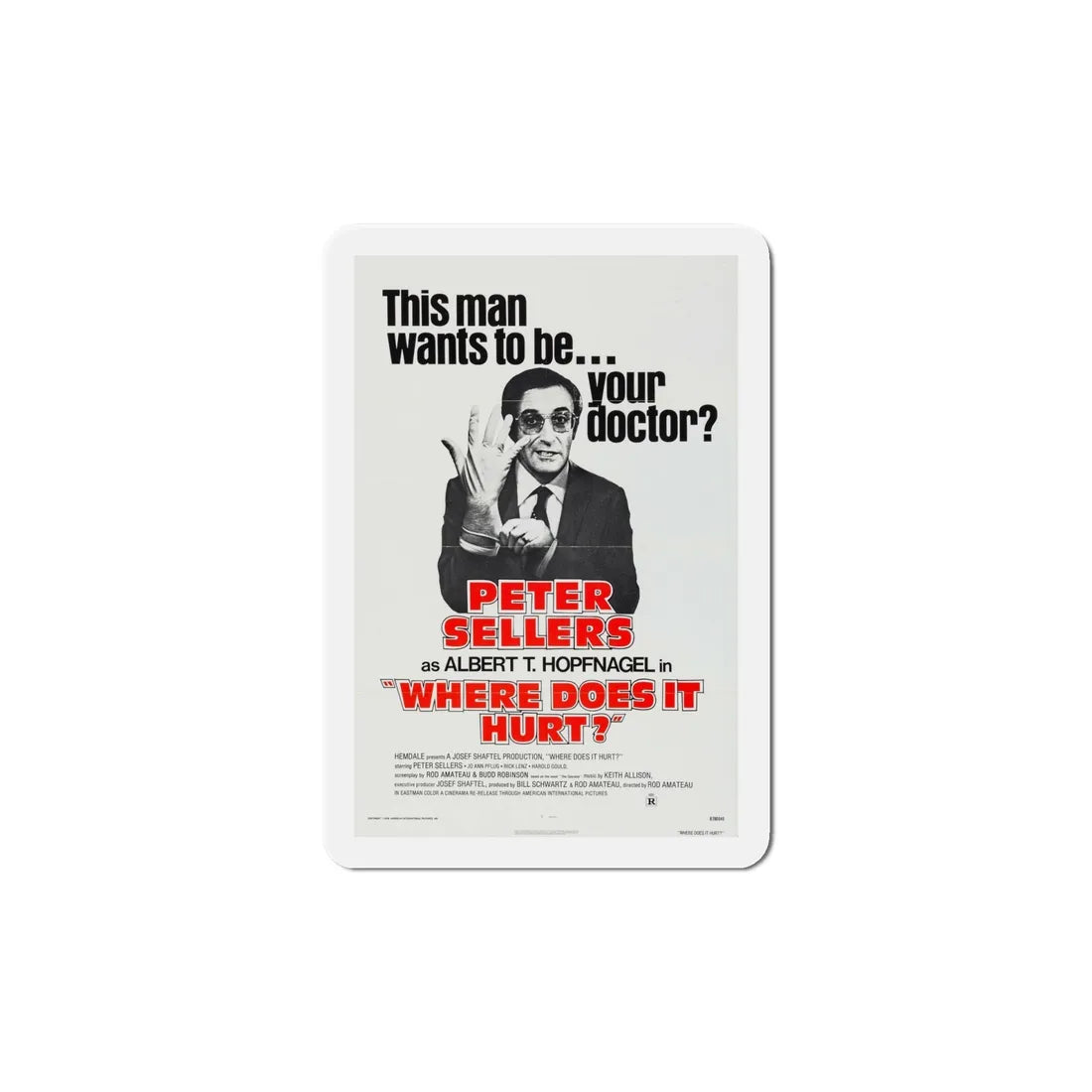 Where Does It Hurt 1972 Movie Poster Refrigerator Magnet 6 Inch - The Sticker Space